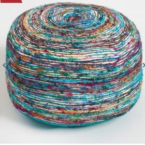 Teal/ blue rainbow colorful spiral floor pouf from world market